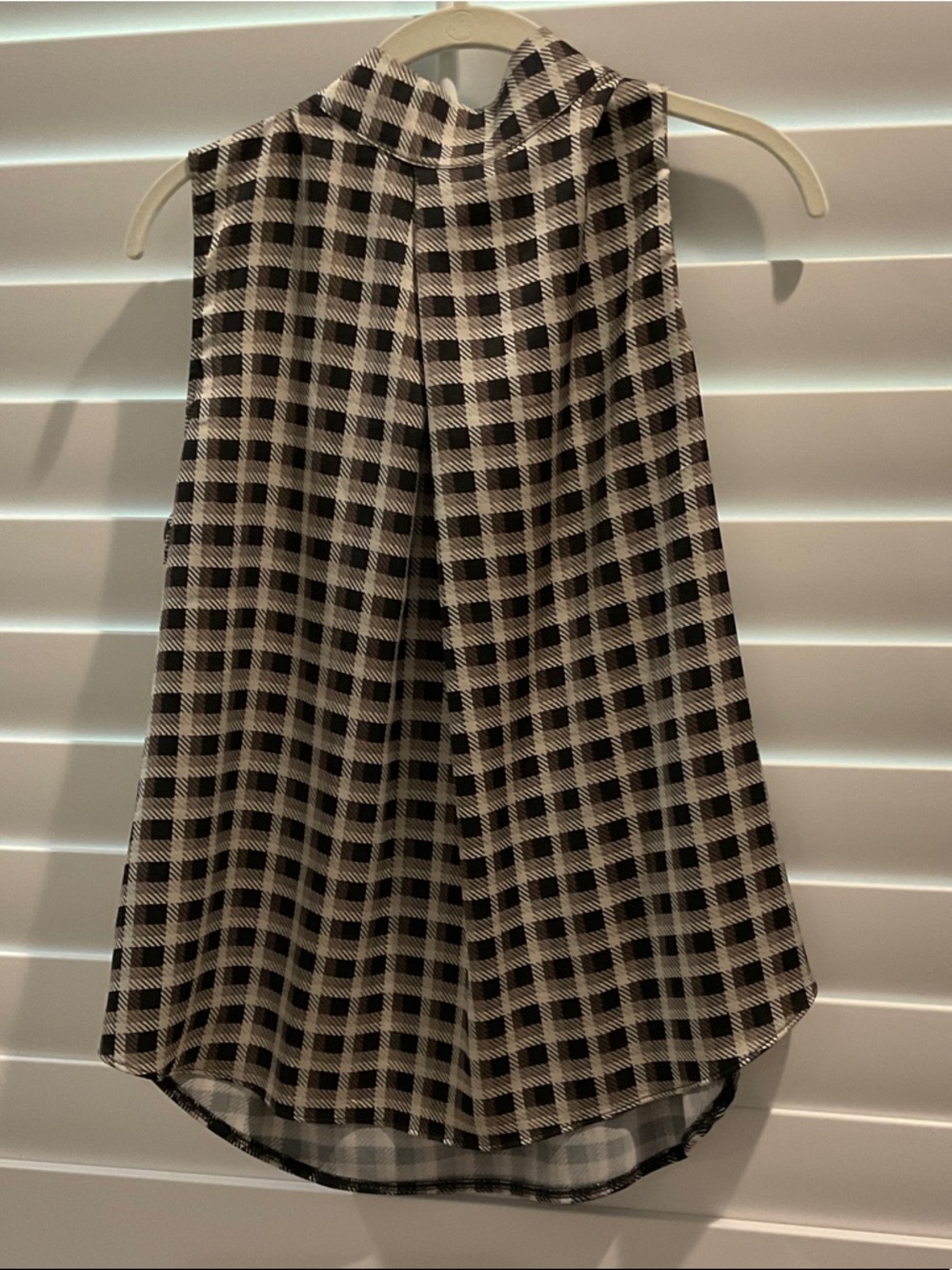 Ann Taylor Factory Black and Cream Gingham Sleeveless Top